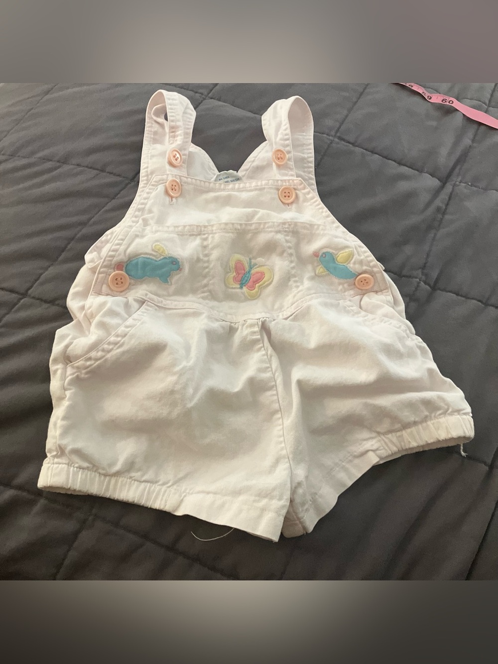 Vintage Popsicle Baby Romper Pinkish White 100% Cotton 24M Bunny Butterfly Bird